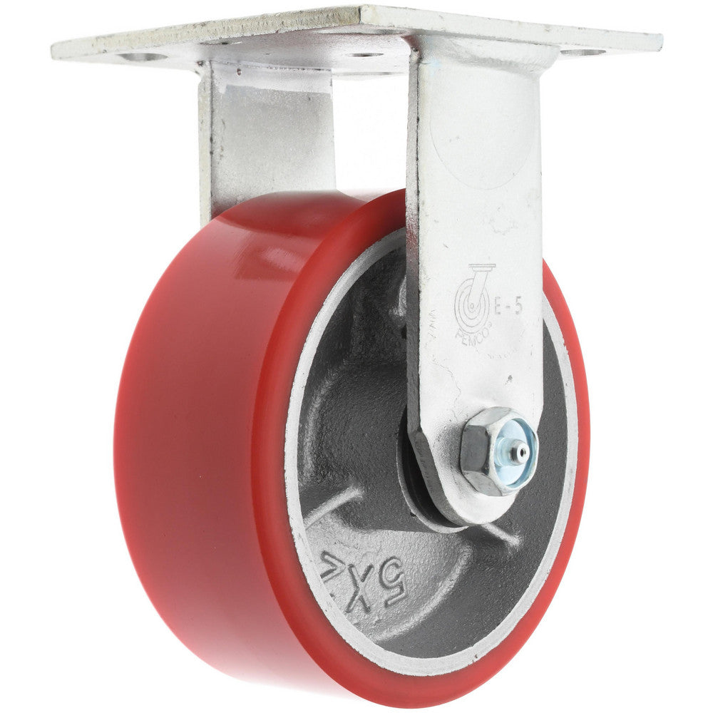 Value Collection VER5X2MOP Rigid Top Plate Caster Polyurethane, 5" Wheel Dia, 2" Wheel Width, 1,250 lb Capacity, 6-1/2" OAH
