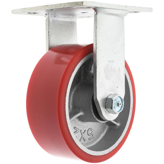 Value Collection VER5X2MOP Rigid Top Plate Caster Polyurethane, 5" Wheel Dia, 2" Wheel Width, 1,250 lb Capacity, 6-1/2" OAH