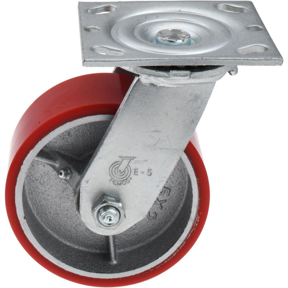 Value Collection VES5X2MOPTBK Swivel Top Plate Caster Polyurethane & Polyurethane on Aluminum, 5" Wheel Dia, 2" Wheel Width, 1,250 lb Capacity, 6-1/2" OAH