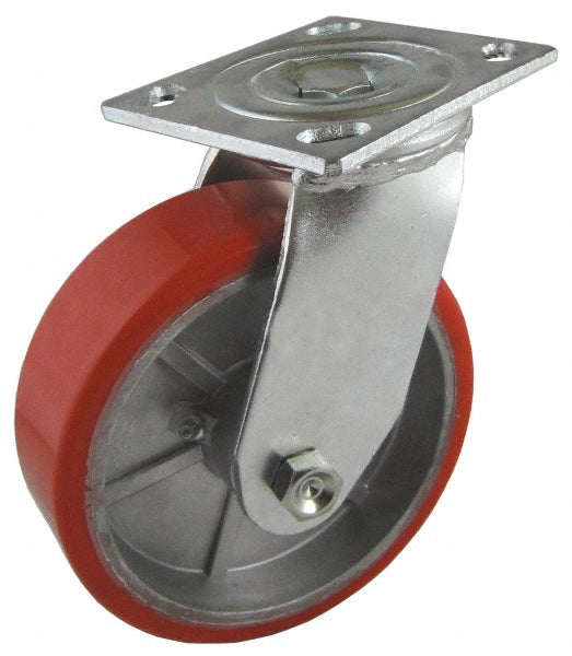 Value Collection GMC-SH-0022 Swivel Top Plate Caster Polyurethane, 4" Wheel Dia, 2" Wheel Width, 700 lb Capacity, 5-5/8" OAH