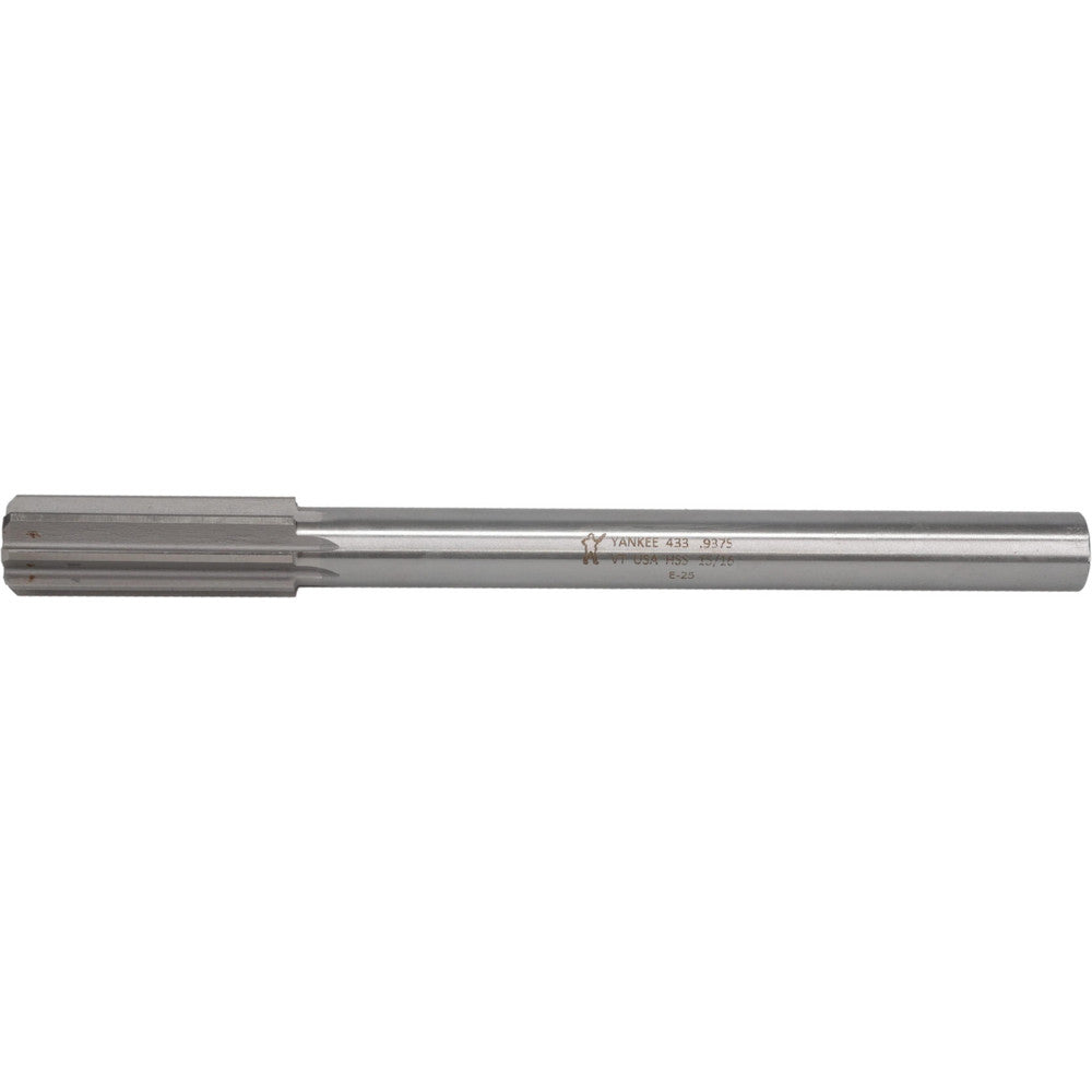 Yankee Corp. 433-0.9375 Chucking Reamer 15/16" Dia, 10" OAL, 2-5/8" Flute Length, Straight Flute, Straight-Cylindrical Shank, HSS