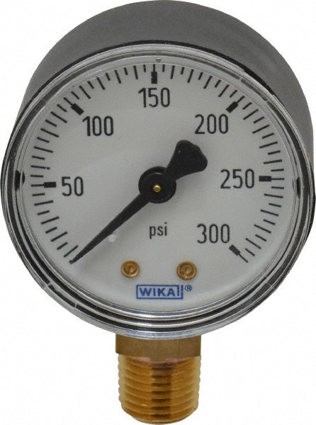 Wika 4252978 Pressure Gauge 2" Dial, 0 to 300 psi, 1/4" Thread, NPT, Lower Mount