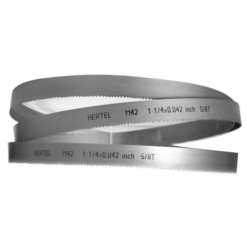 Hertel 96214 Welded Band Saw Blades Blade Length (Feet) 12'  Blade Width (Inch) 1-1/4  Teeth Per Inch 5-8  Blade Material Bi-Metal  Tooth Material M42 High Speed Steel  Tooth Form Straight