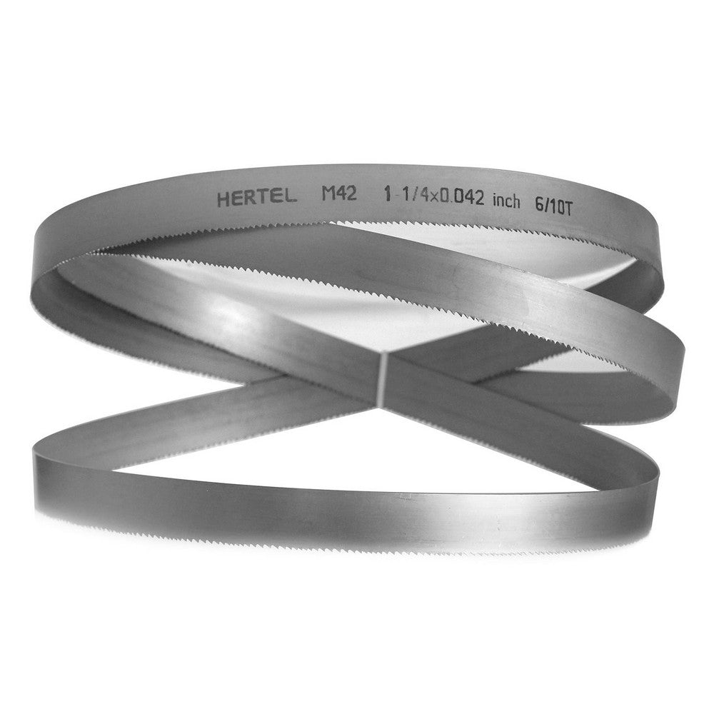 Hertel 96215 Welded Band Saw Blades Blade Length (Feet) 12'  Blade Width (Inch) 1-1/4  Teeth Per Inch 6-10  Blade Material Bi-Metal  Tooth Material M42 High Speed Steel  Tooth Form Straight
