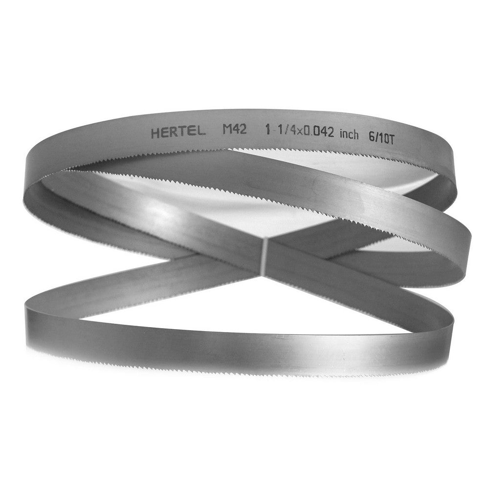 Hertel 96218 Welded Band Saw Blades Blade Length (Feet) 12' 6  Blade Width (Inch) 1-1/4  Teeth Per Inch 6-10  Blade Material Bi-Metal  Tooth Material M42 High Speed Steel  Tooth Form Straight