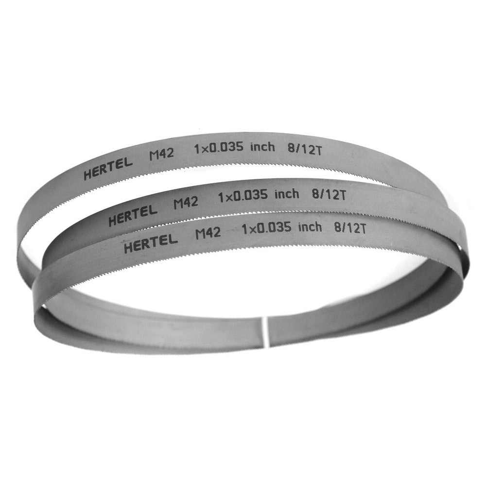 Hertel 96176 Welded Band Saw Blades Blade Length (Feet) 12'  Blade Width (Inch) 1  Teeth Per Inch 8-12  Blade Material Bi-Metal  Tooth Material M42 High Speed Steel  Tooth Form Straight