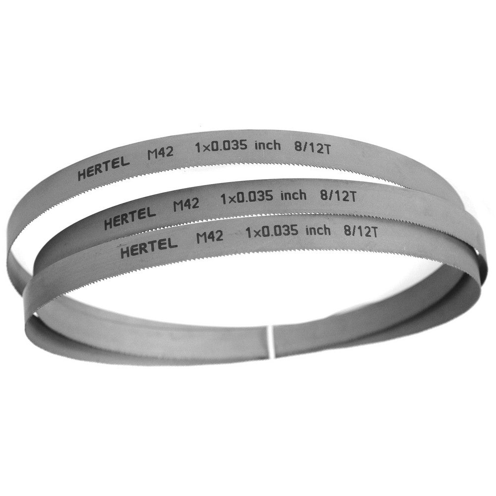 Hertel 96181 Welded Band Saw Blades Blade Length (Feet) 12' 6  Blade Width (Inch) 1  Teeth Per Inch 8-12  Blade Material Bi-Metal  Tooth Material M42 High Speed Steel  Tooth Form Straight