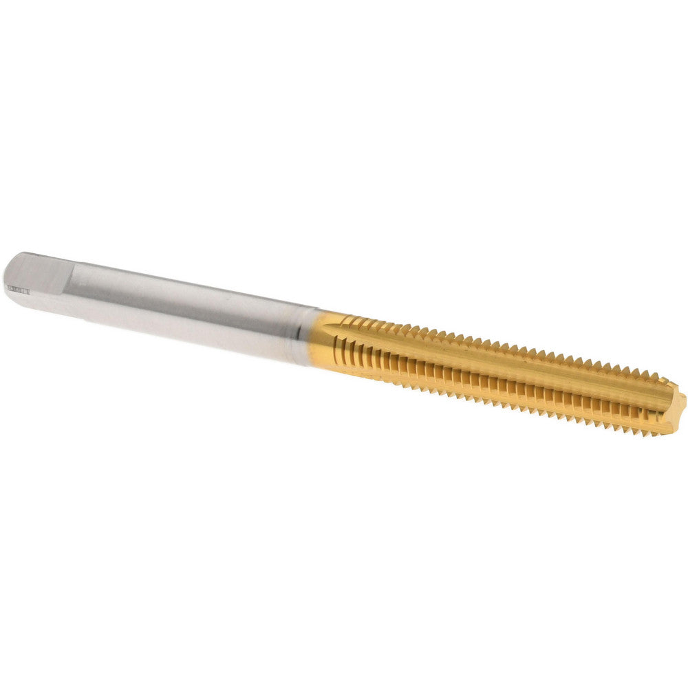 Hertel K027738AS25 Straight Flute Tap M5x0.8 Metric Coarse, 4 Flute, Bottoming Chamfer, 6H Class of Fit, High-Speed Steel, Titanium Nitride Finish