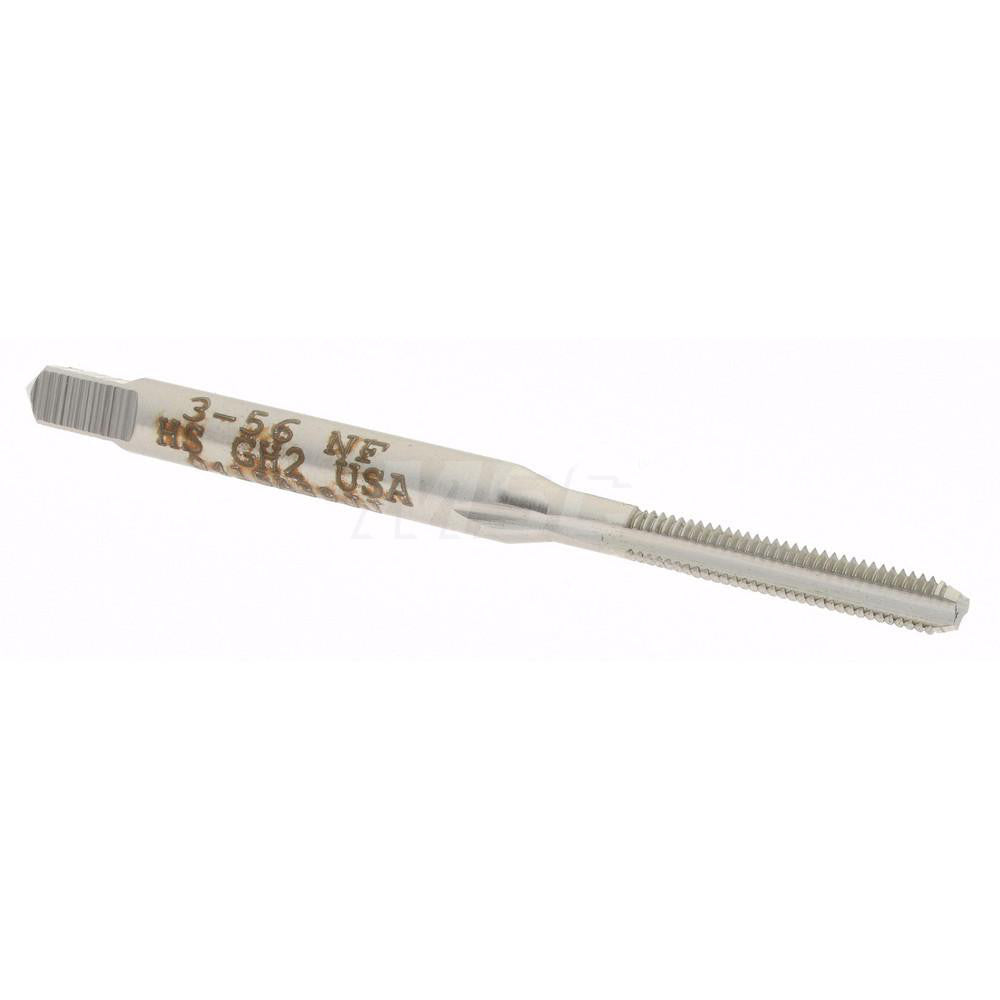 Hertel K008068AS Straight Flute Tap #3-56 UNF, 3 Flute, Bottoming Chamfer, 2B Class of Fit, High-Speed Steel, Bright/Uncoated Finish