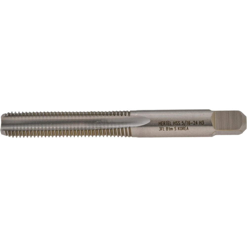 Hertel K008412AS Straight Flute Tap 5/16-24 UNF, 3 Flute, Bottoming Chamfer, 3B Class of Fit, High-Speed Steel, Bright/Uncoated Finish
