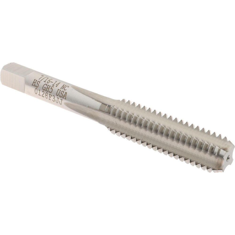 Hertel K008481AS Straight Flute Tap 7/16-14 UNC, 4 Flute, Bottoming Chamfer, High-Speed Steel, Bright/Uncoated Finish