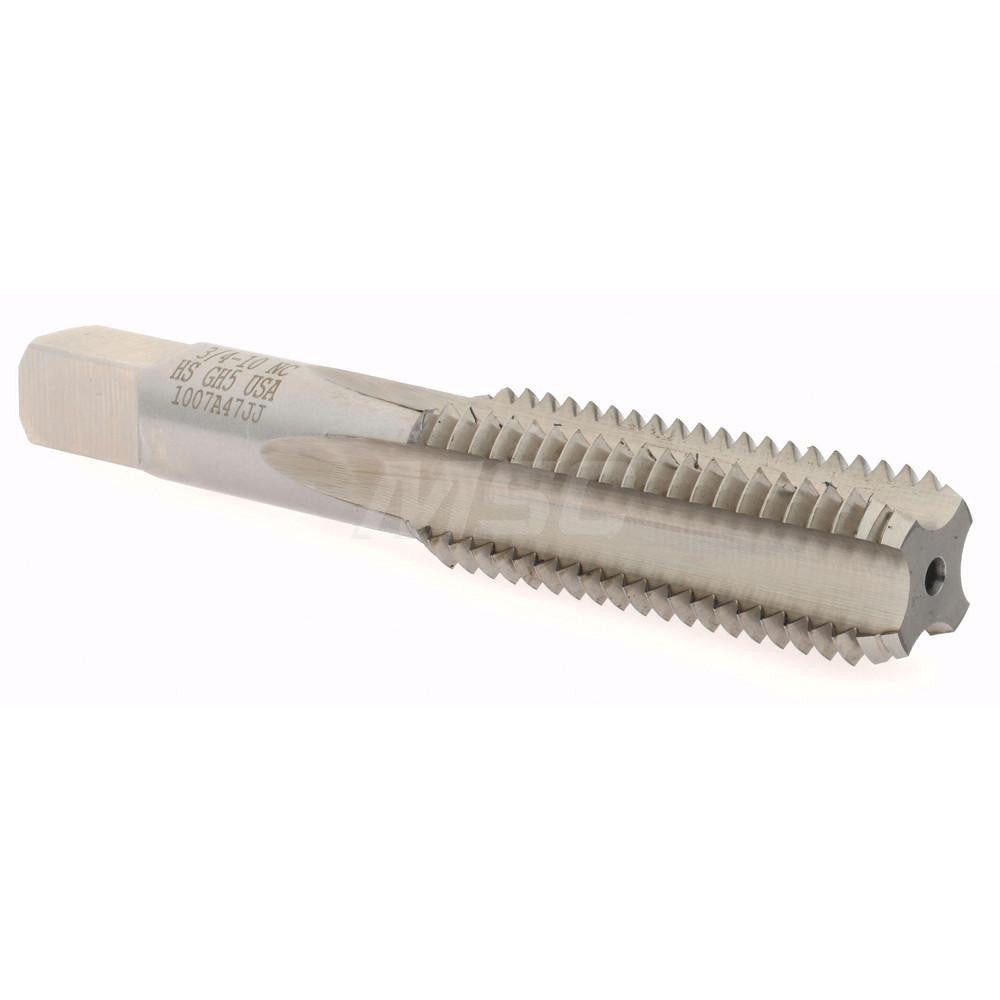 Hertel K008598AS Straight Flute Tap 3/4-10 UNC, 4 Flute, Bottoming Chamfer, 2B & 3B Class of Fit, High-Speed Steel, Bright/Uncoated Finish