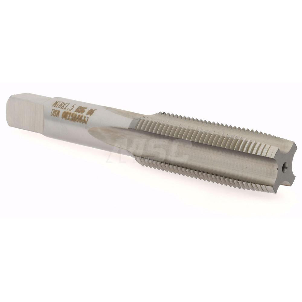 Hertel K027792AS Straight Flute Tap M18x1.5 Metric Fine, 4 Flute, Taper Chamfer, High-Speed Steel, Bright/Uncoated Finish