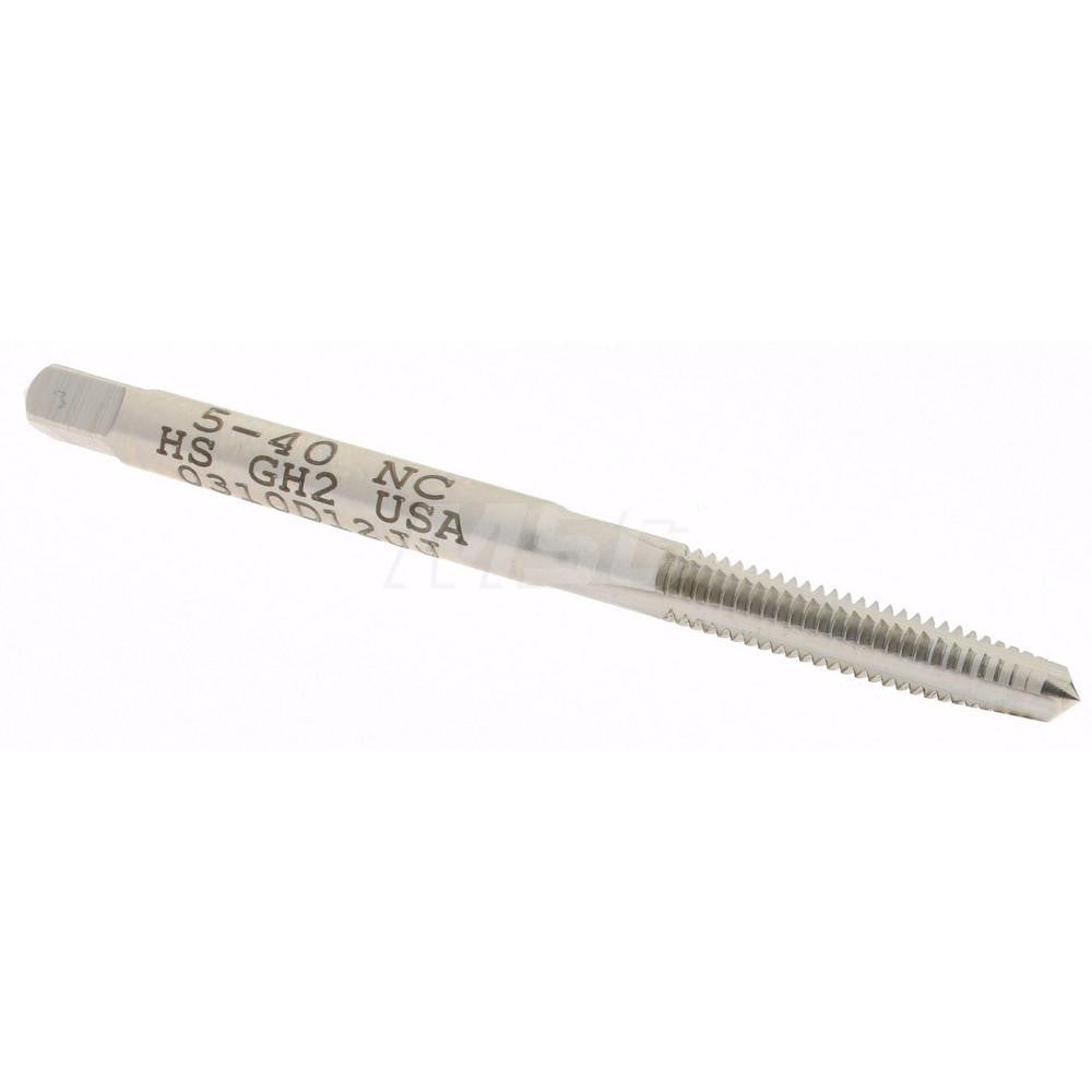Hertel K008115AS Straight Flute Tap #5-40 UNC, 3 Flute, Taper Chamfer, 2B & 3B Class of Fit, High-Speed Steel, Bright/Uncoated Finish