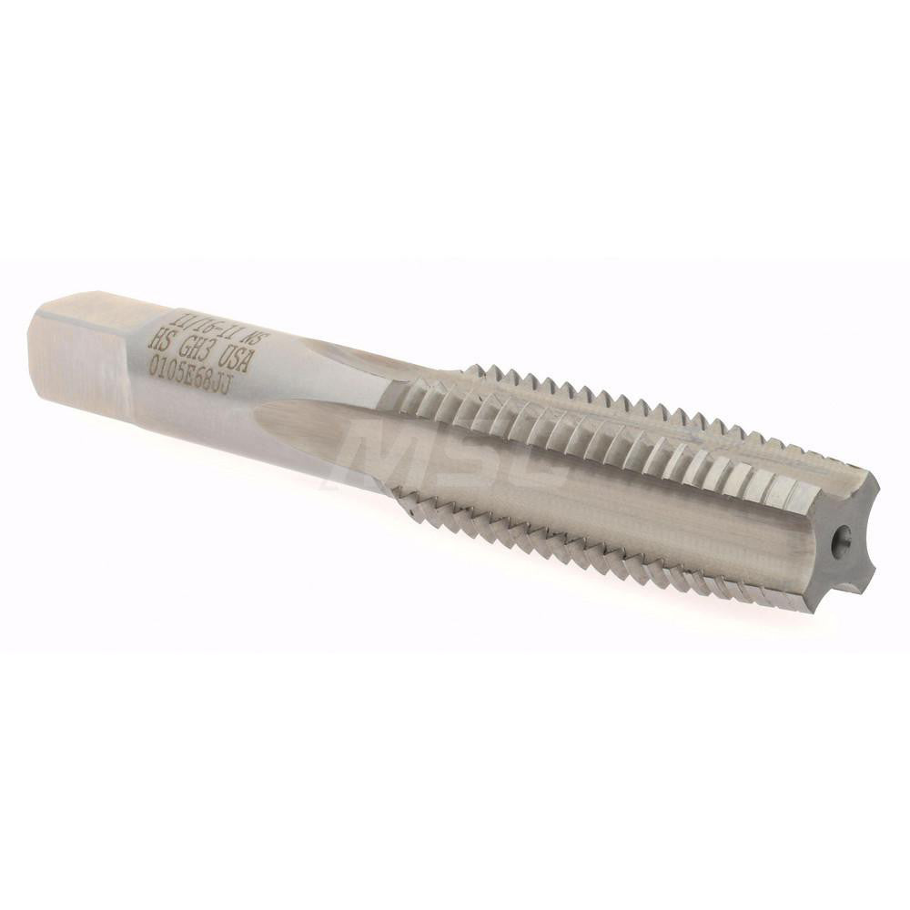 Hertel K008581AS Straight Flute Tap 11/16-11 UNS, 4 Flute, Taper Chamfer, High-Speed Steel, Bright/Uncoated Finish