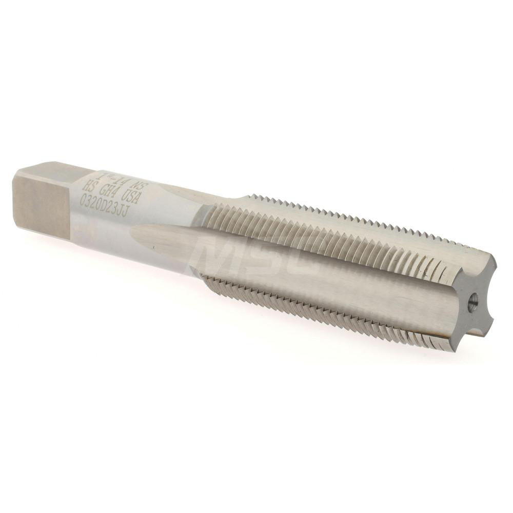 Hertel K008642AS Straight Flute Tap 1-14 UNS, 4 Flute, Taper Chamfer, 3B Class of Fit, High-Speed Steel, Bright/Uncoated Finish