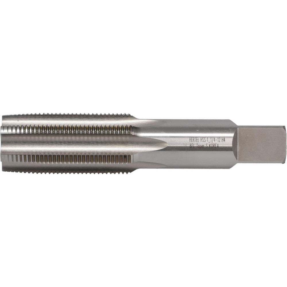 Hertel K008666AS Straight Flute Tap 1-1/4-12 UNF, 6 Flute, Taper Chamfer, 3B Class of Fit, High-Speed Steel, Bright/Uncoated Finish