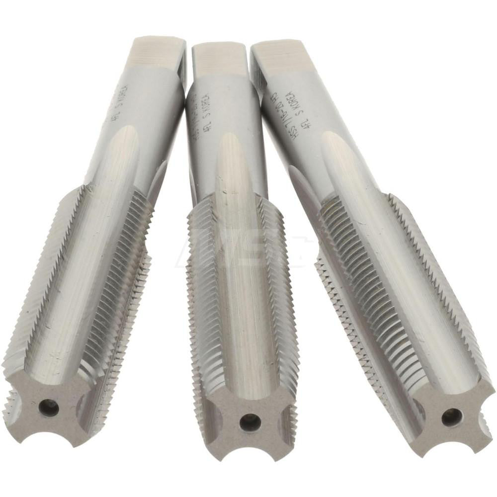 Hertel K008928AS Tap Set 7/16-20 UNF, 4 Flute, High Speed Steel, Bright Finish