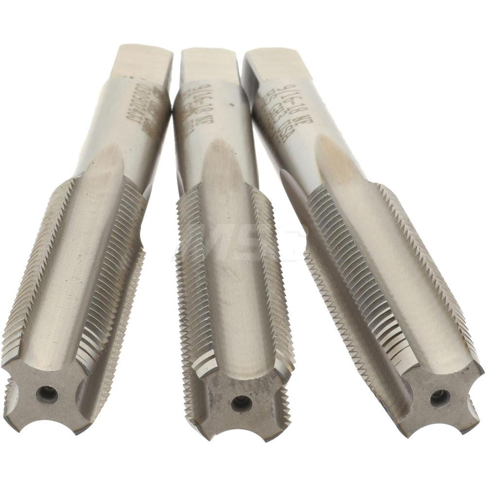 Hertel K008932AS Tap Set 9/16-18 UNF, 4 Flute, High Speed Steel, Bright Finish