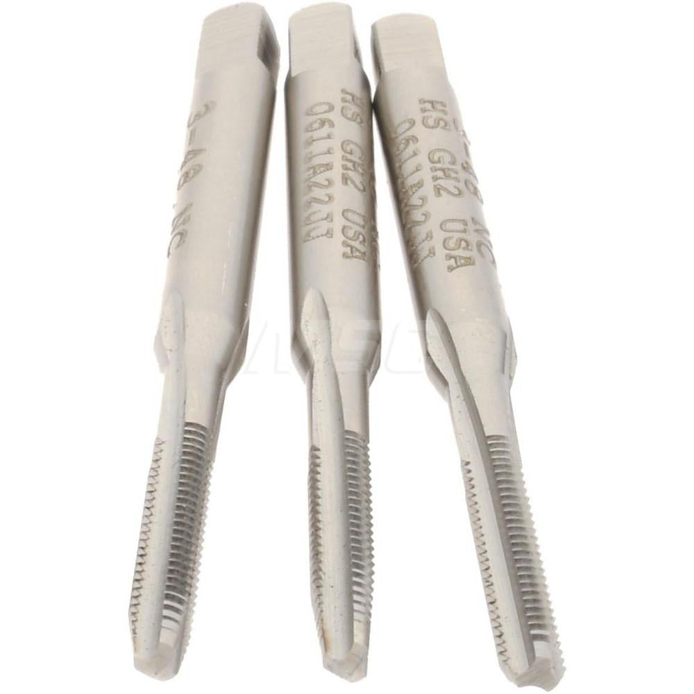 Hertel K008905AS Tap Set #3-48 UNC, 3 Flute, High Speed Steel, Bright Finish