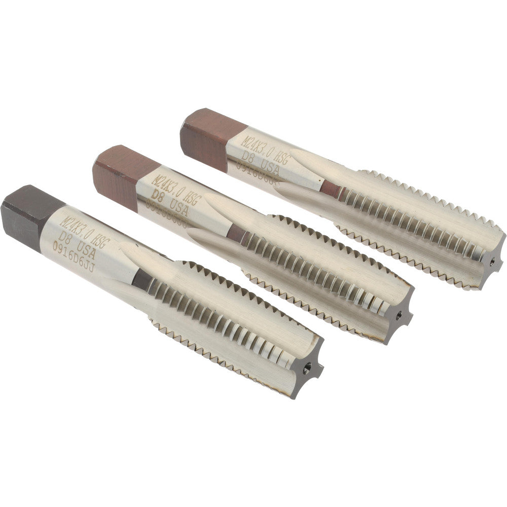 Hertel K029518AS Tap Set Metric Coarse, 4 Flute, High Speed Steel, Bright Finish