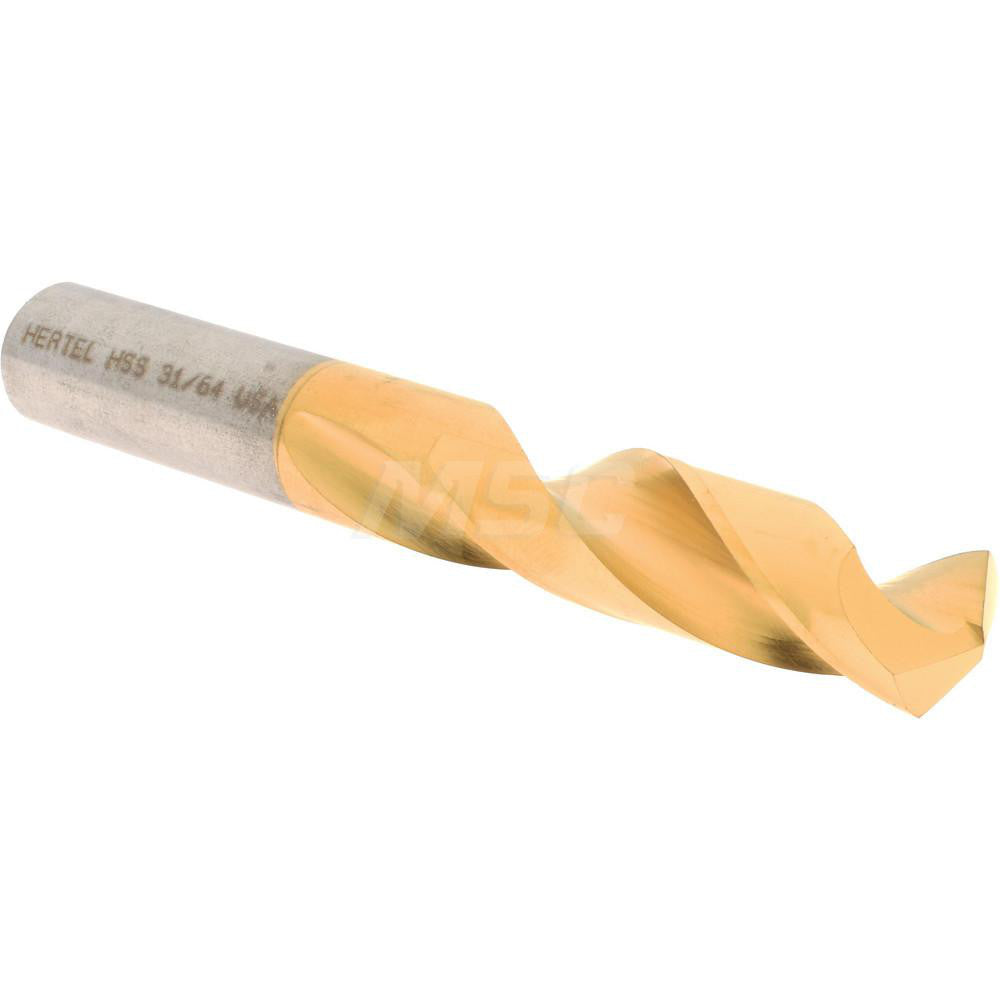 Hertel 2386944 Screw Machine Length Drill Bit 31/64" (0.4844) Dia, 135 deg, HSS