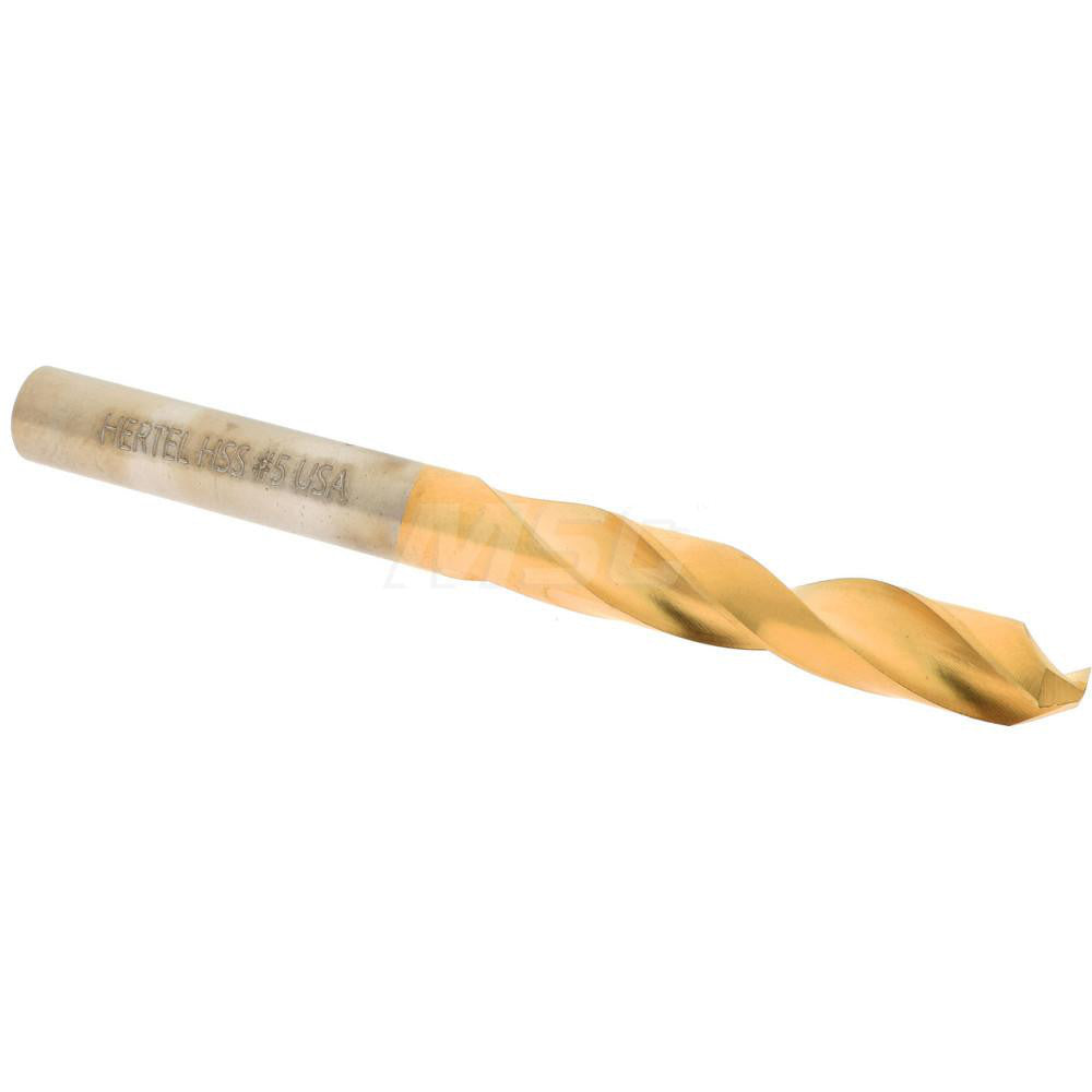 Hertel 2387249 Screw Machine Length Drill Bit #5 (0.2055) Dia, 135 deg, HSS