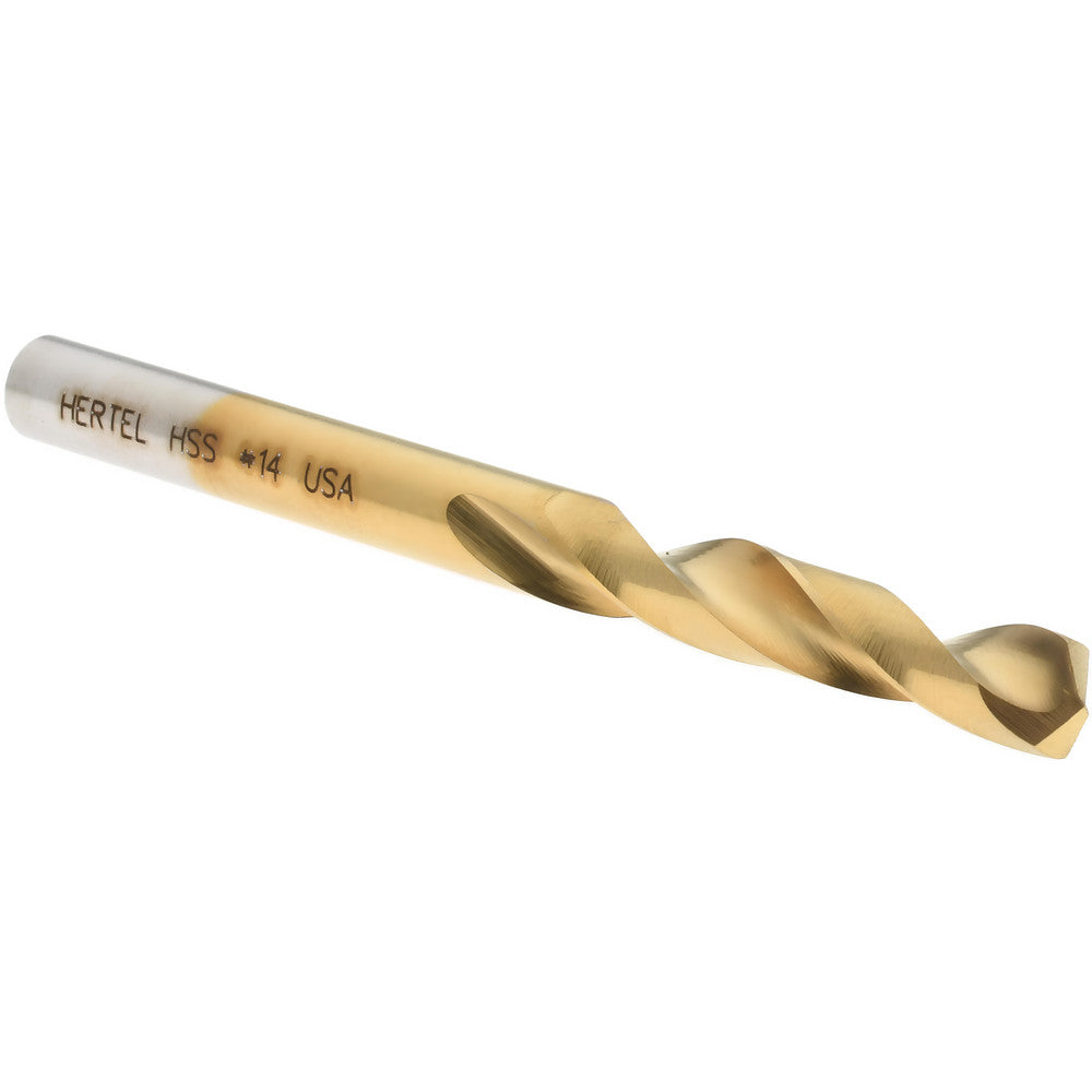 Hertel 02387074 Screw Machine Length Drill Bit #14 (0.1820) Dia, 135 deg, HSS