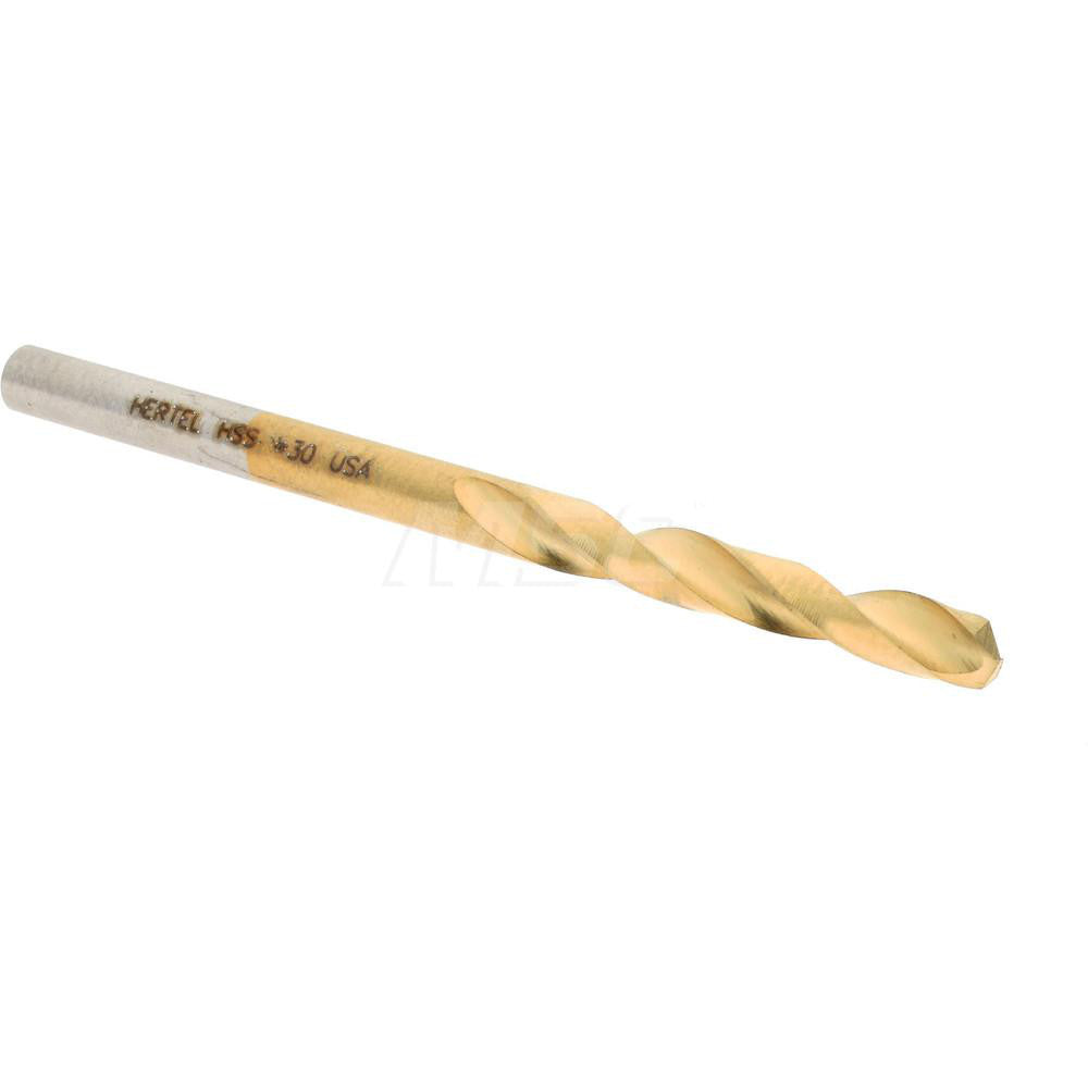 Hertel 2387470 Screw Machine Length Drill Bit #30 (0.1285) Dia, 135 deg, HSS