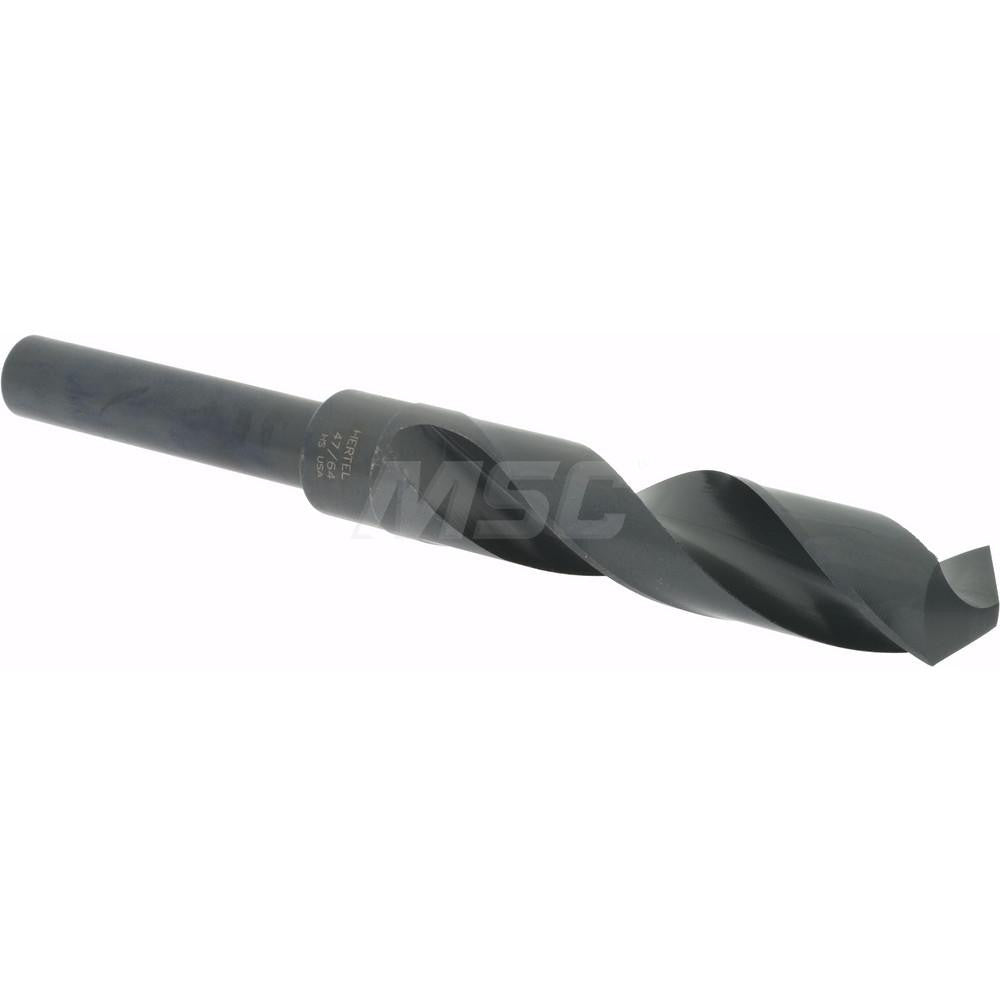 Hertel 02387777 Reduced Shank Drill Bit 47/64'' Dia, 1/2'' Shank Dia, 118 °, High Speed Steel
