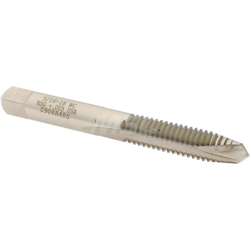 Hertel K008396AS Spiral Point Tap 5/16-18 UNC, 2 Flutes, Plug Chamfer, HSS, Bright/Uncoated Coated