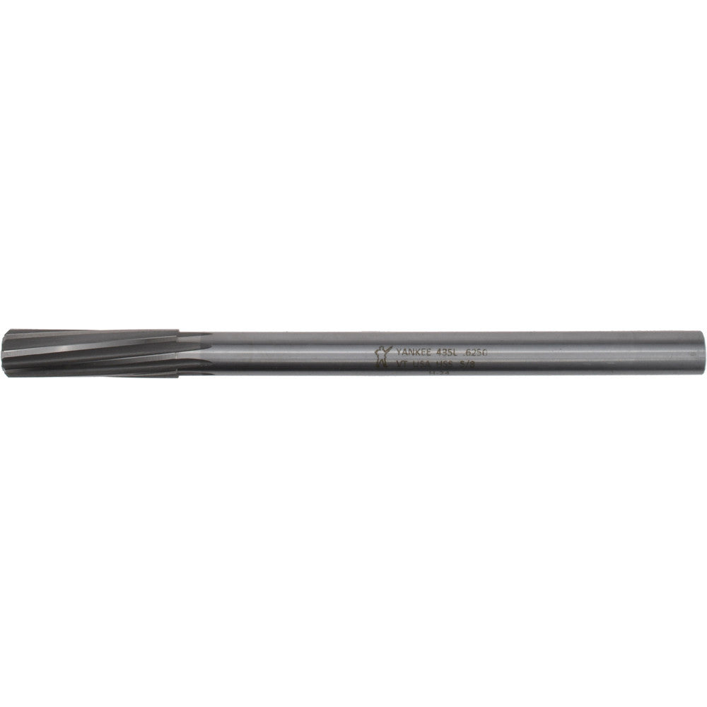 Yankee Corp. 435L-0.6250 Chucking Reamer 5/8" Dia, 9" OAL, 2-1/4" Flute Length, Spiral Flute, Straight-Cylindrical Shank, HSS