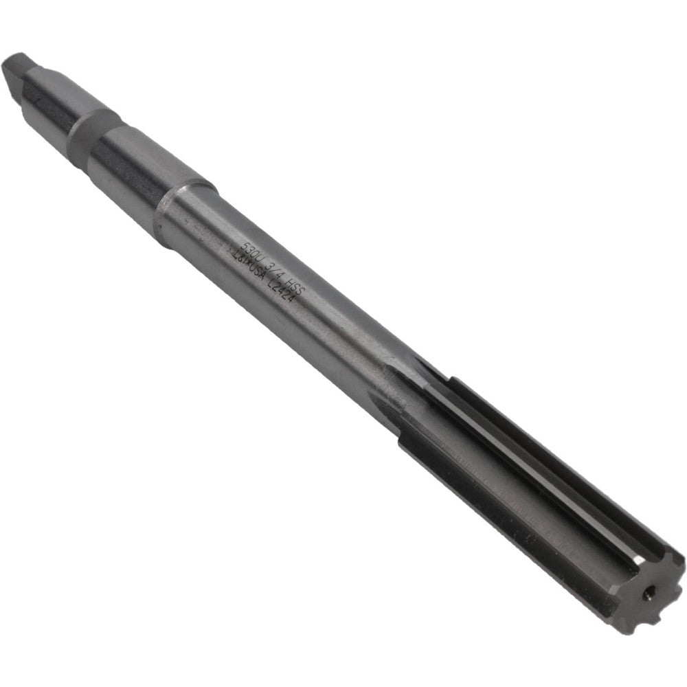 LAVALLEE & IDE INC 530U .7500 Chucking Reamer 3/4" Dia, 9-1/2" OAL, 2-1/2" Flute Length, Straight Flute, Morse Taper Shank, HSS