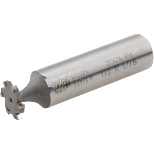 Made in USA Milling Cutters STC204 Woodruff Keyseat Cutter 0.5" Cut Dia, 0.0625" Cut Width, 1/2" Shank Dia, Staggered Tooth