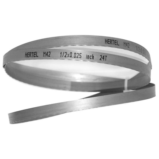 Hertel 96103 Welded Band Saw Blades Blade Length (Feet) 5' 4-1/2  Blade Width (Inch) 1/2  Teeth Per Inch 24  Blade Material Bi-Metal  Tooth Material M42 High Speed Steel  Tooth Form Straight