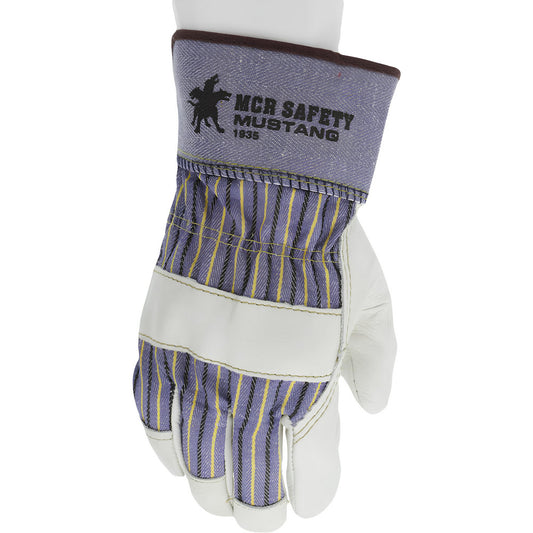 MCR Safety 1935L Work Gloves Mustang® 1935, Size Large, Cowhide Leather Lined, Cowhide Leather, General Purpose
