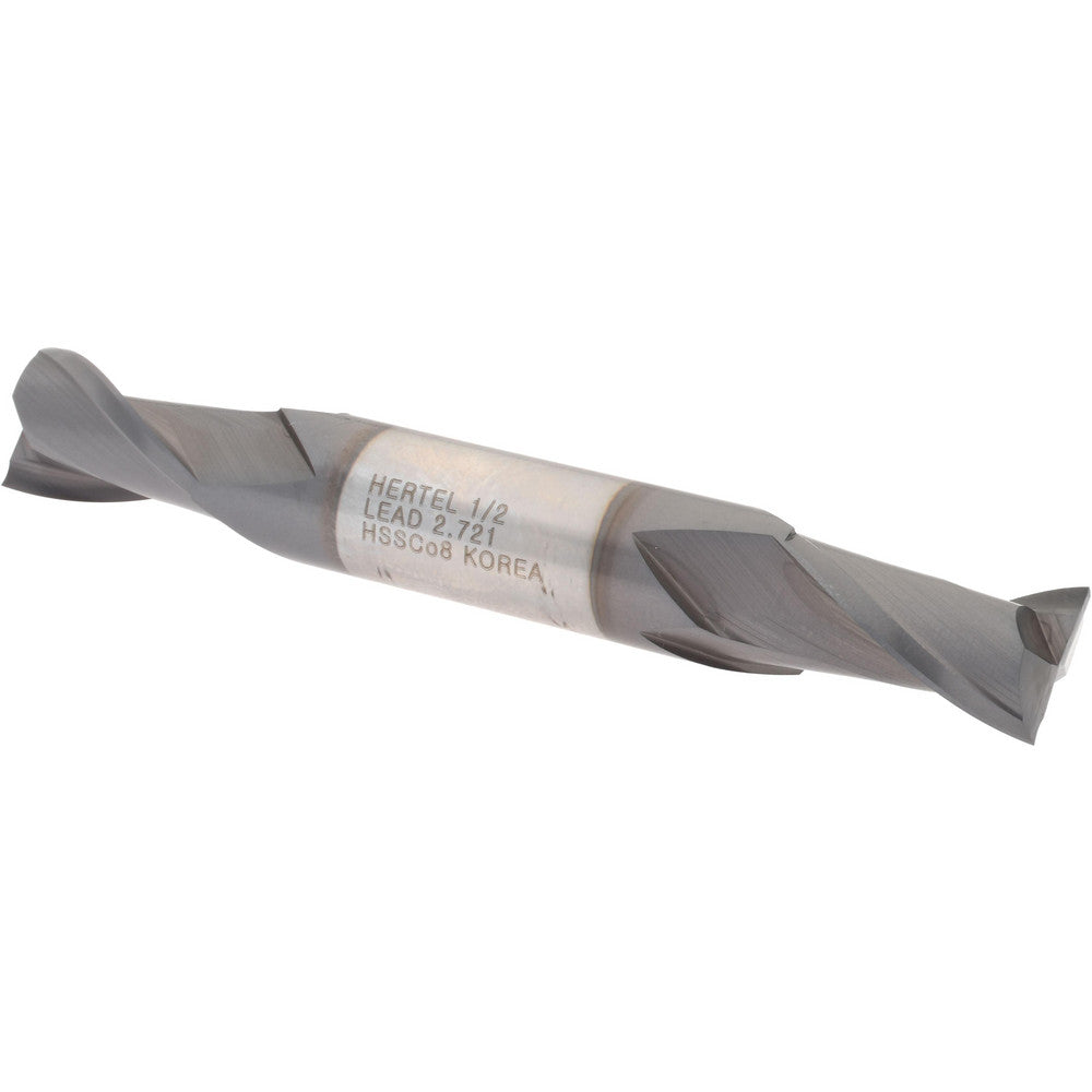 Hertel E7050032 Square End Mill 1/2'' Dia, 13/16'' LOC, 1/2'' Shank Dia, 3-3/4'' OAL, 2 Flutes, Cobalt