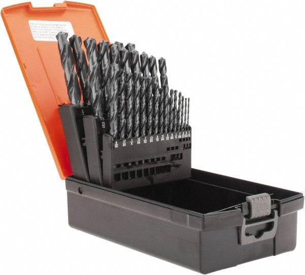 Hertel 02500106 Drill Bit Set Jobber Length Drill Bits, 29 Pc, 118 &deg, High Speed Steel