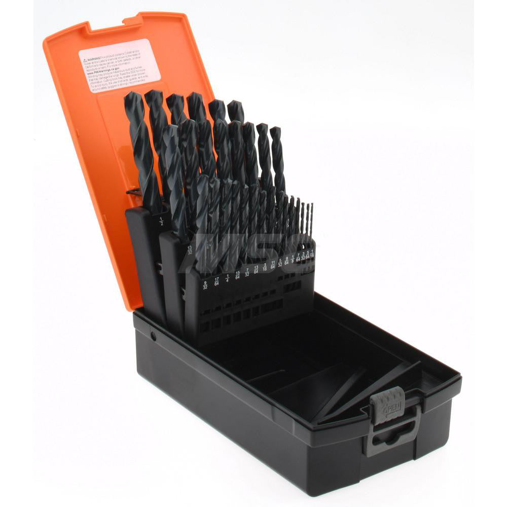 Hertel 02500122 Drill Bit Set Jobber Length Drill Bits, 29 Pc, 135 &deg, High Speed Steel