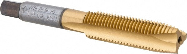 Cleveland C55330 Spiral Point Tap 7/16-20, UNF, 3 Flutes, Plug, 2B, High Speed Steel, TiN Finish
