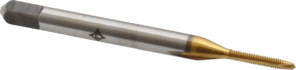 Cleveland C55290 Spiral Point Tap #0-80, UNF, 2 Flutes, Plug, 2B, High Speed Steel, TiN Finish