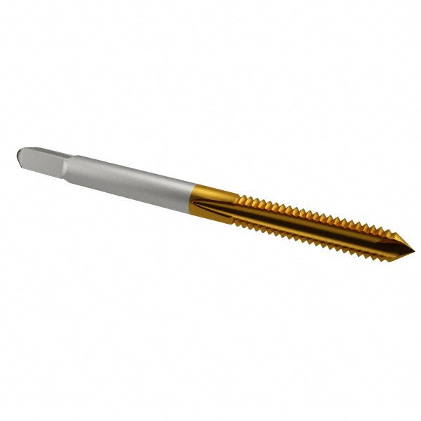 Cleveland C55304 Spiral Point Tap #8-32, UNC, 2 Flutes, Plug, 2B, High Speed Steel, TiN Finish