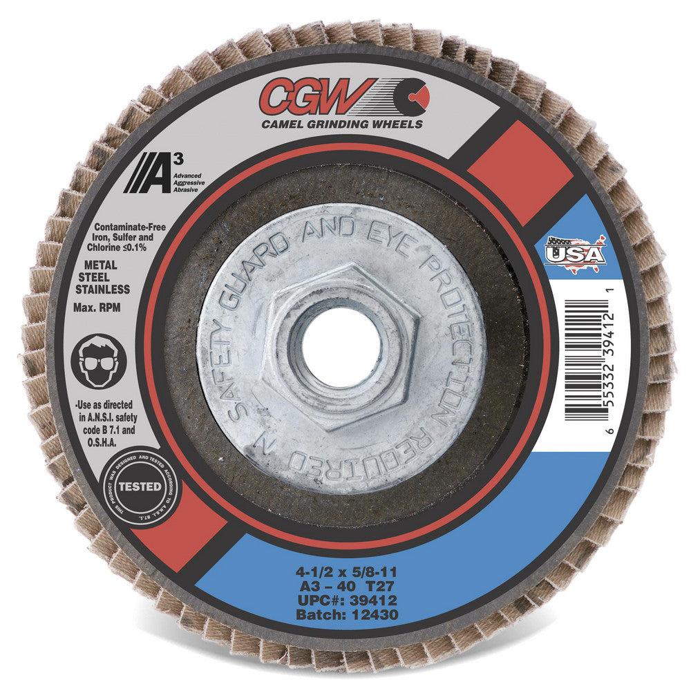 CGW Abrasives 39424 Flap Disc 7/8" Hole, 60 Grit, Aluminum Oxide, Type 29