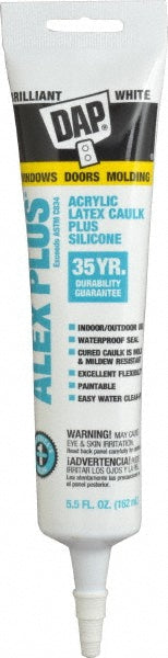 DAP 7079818128 Caulk 5.5 oz Tube, White, Acrylic & Latex
