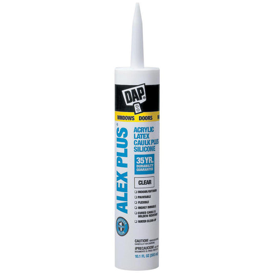 DAP 7079818156 Caulk 10.1 oz Cartridge, Clear, Acrylic & Latex