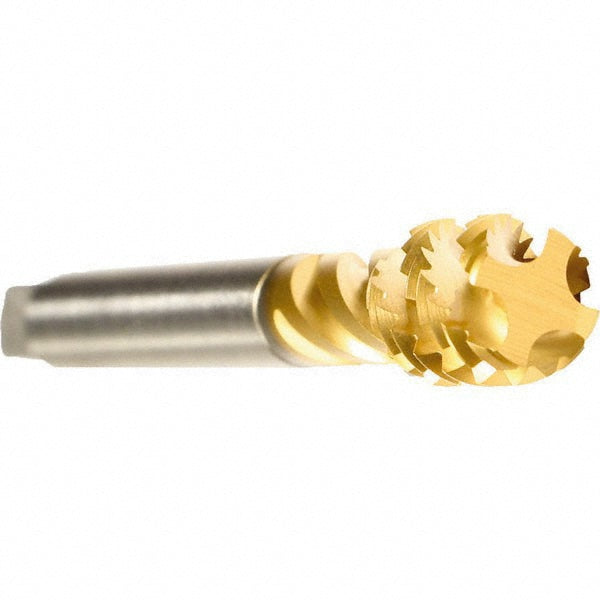 Emuge AU513710.5046 Spiral Flute Tap 7/16-20, UNF, 4 Flute, Bottoming Chamfer, 3B Class of Fit, Cobalt, TiN Finish