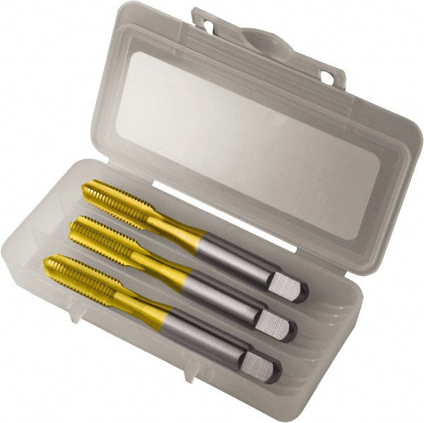 Greenfield Threading 343512 Tap Set M10 x 1.5 Metric, 4 Flute, Bottoming Plug & Taper, High Speed Steel, TiN Finish