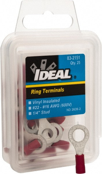 Ideal 83-2151 Circular Ring Terminal Partially Insulated, 22 to 18 AWG, Crimp Connection