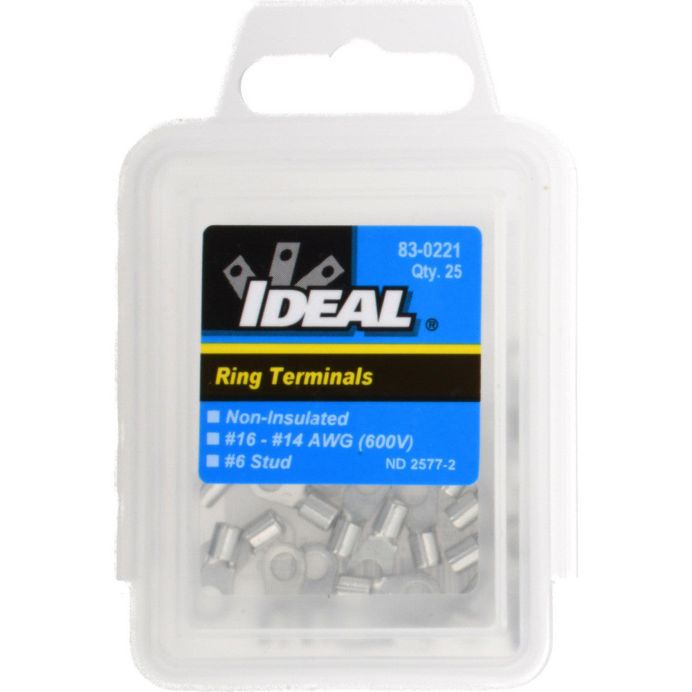 Ideal 83-0221 Circular Ring Terminal Non-Insulated, 16 to 14 AWG, Crimp Connection