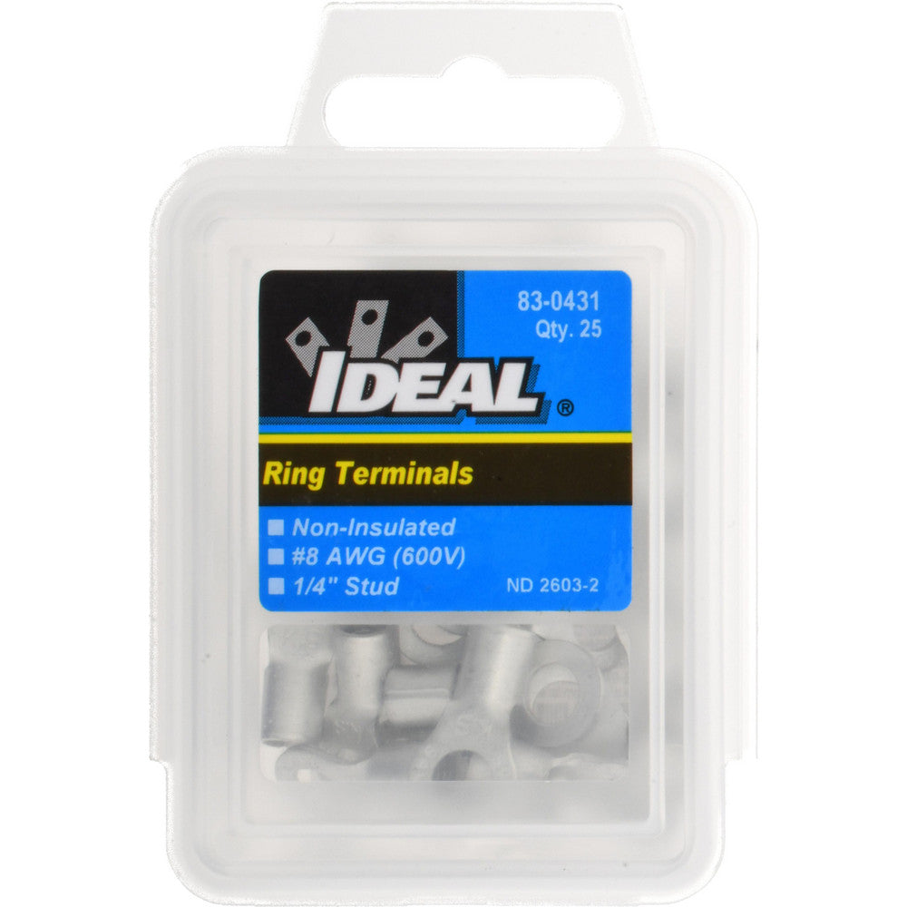 Ideal 83-0431 Circular Ring Terminal Non-Insulated, 8 AWG, Crimp Connection